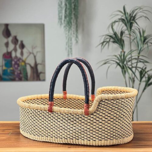 Natural and Dark moses basket