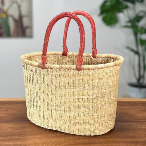 Natural Oval African woven basket
