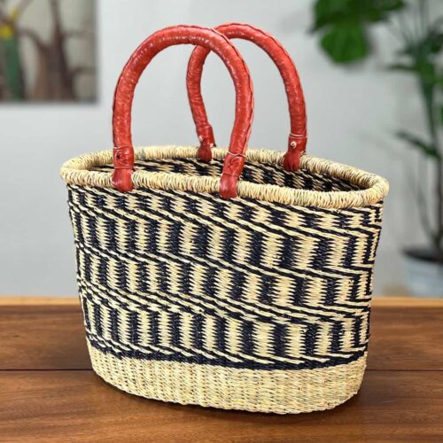 Detailed oval African woven basket
