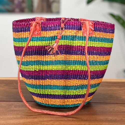 Colorful Shoulder Bag African Woven Basket