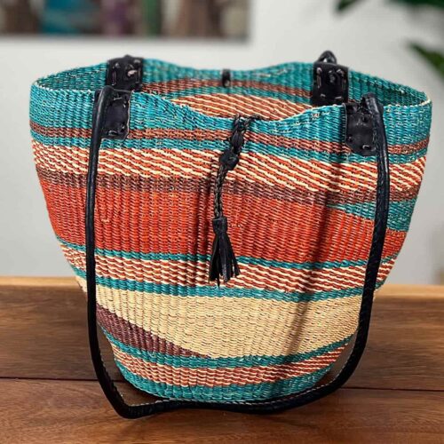 Colorful Shoulder Bag African Woven Basket