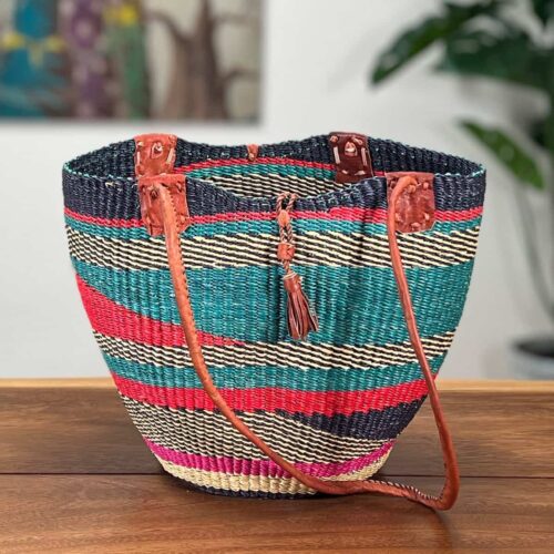Colorful Shoulder Bag African Woven Basket