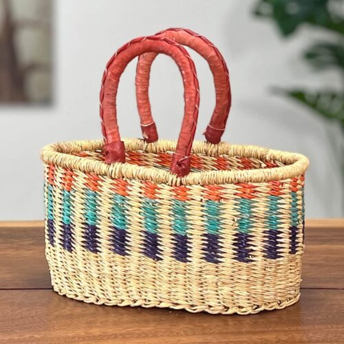 Colorful small oval African basket