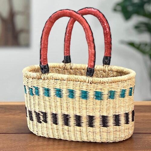 Colorful Small Oval African Basket
