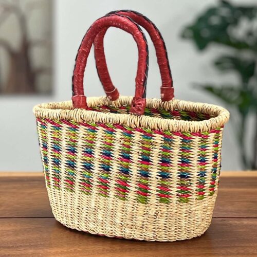 Colorful Small Oval African Basket