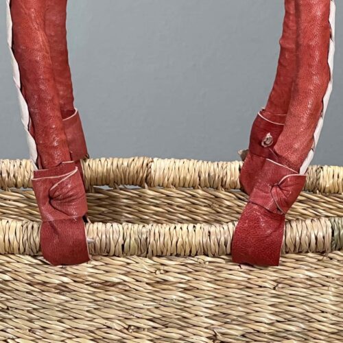 Closeup of Natural V-Shape Oval Woven Basket