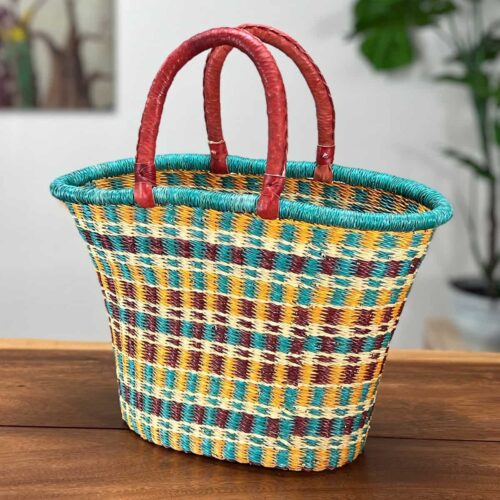 Colorful V-Shape Oval Ghana Basket