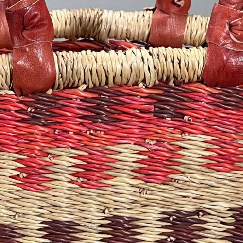 closeup detail of Colorful V-Shape Oval Ghana Basket