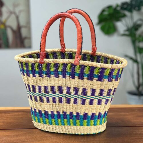 Colorful V-Shape Oval Ghana Basket