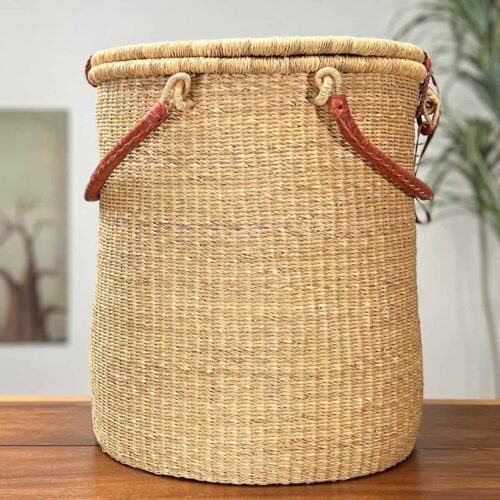 Natural woven laundry basket