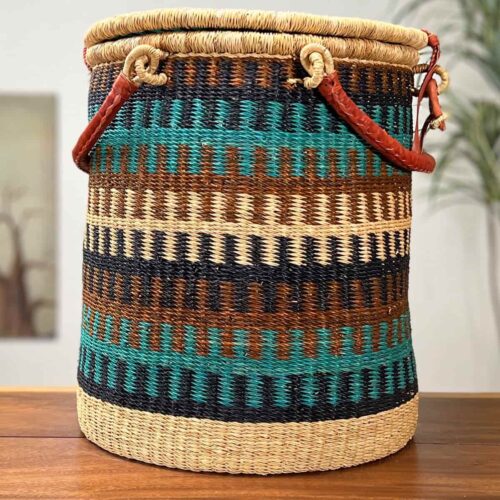 Colorful laundry basket with lid