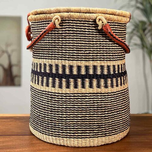 Intricate laundry basket with lid