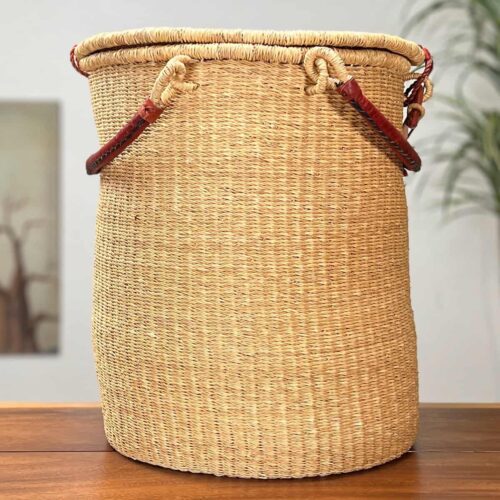Natural woven laundry basket