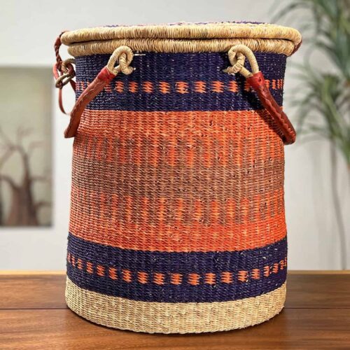 Colorful laundry basket with lid