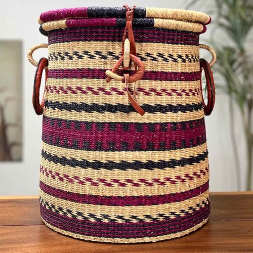 Colorful laundry basket with lid