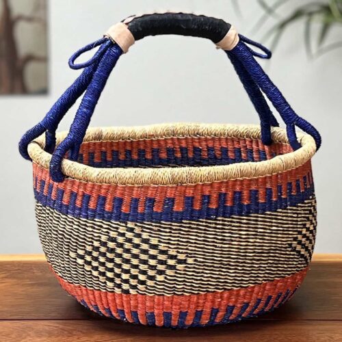 Colorful Medium Round African Market Basket