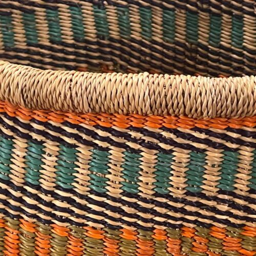 close up of weave on Medium Round African Market Basket