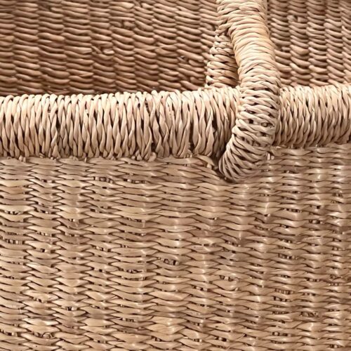 Closeup of Natural Medium Round Market Basket