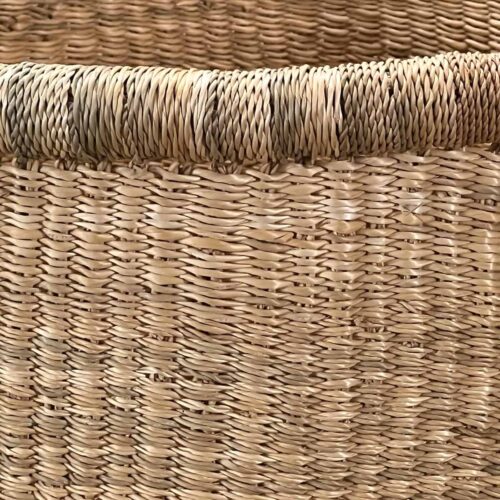 Closeup of weave on Natural Medium Round Market Basket