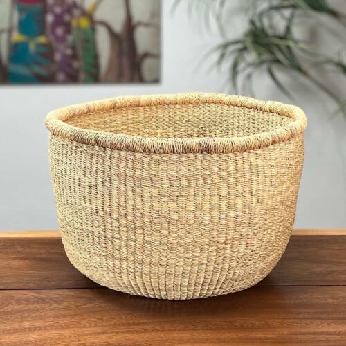 Natural Round Market Basket without a handle