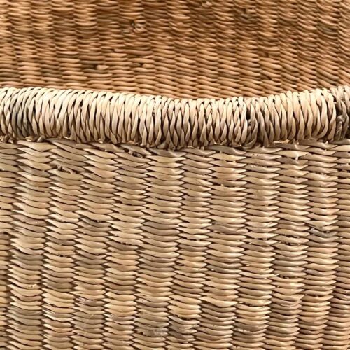 Closeup of Natural Round Market Basket without a handle