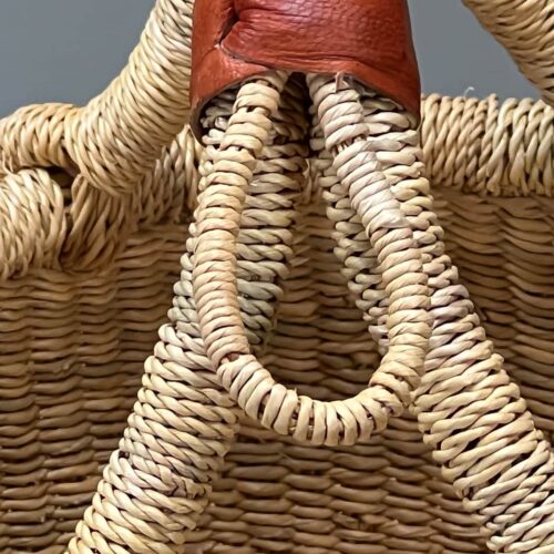Closeup detail on Natural Small Round Market Basket