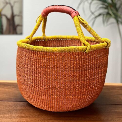 Colorful Round African market basket