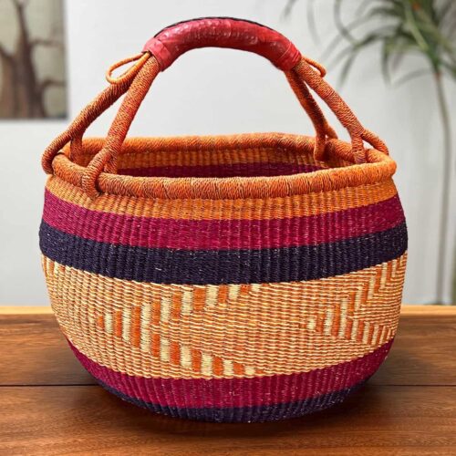 Colorful Round African market basket