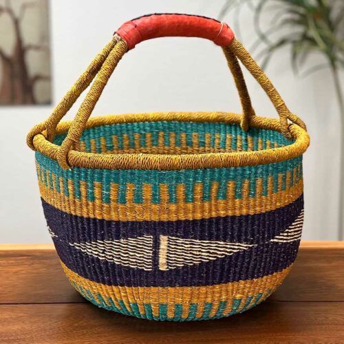 Colorful Round African market basket