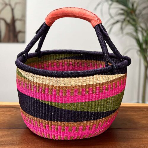 Colorful Round African market basket