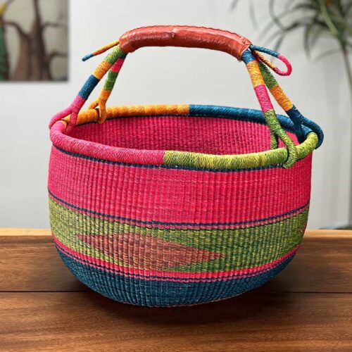 Colorful Round African market basket