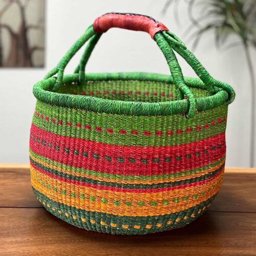 Colorful Round African market basket