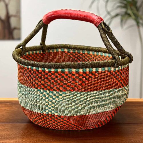 Colorful Round African market basket
