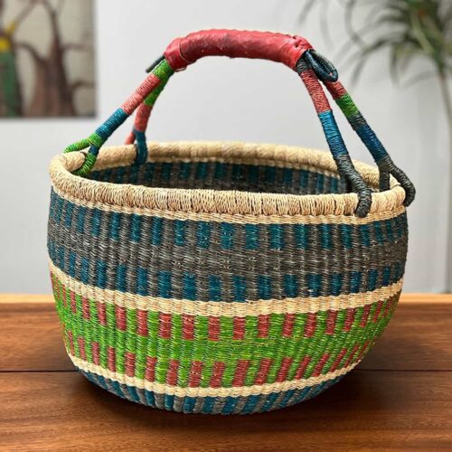 Colorful Round African market basket