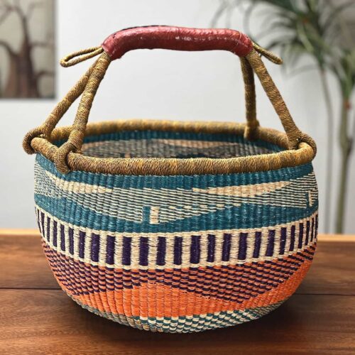 Colorful Round African market basket
