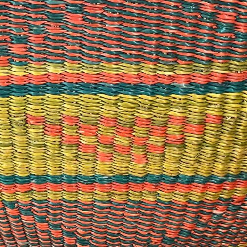 Closeup of weave on Colorful Round Basket without a handle