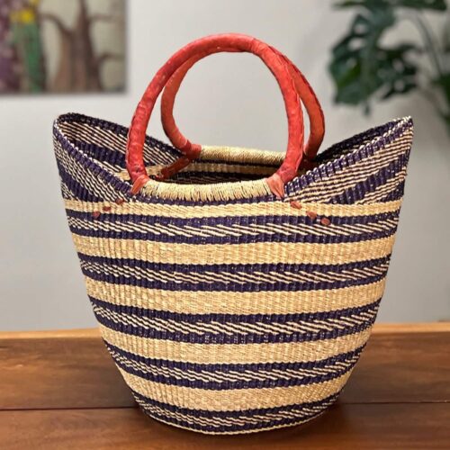 Striped Shopping Tote Bolga Basket