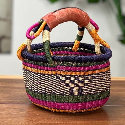 Colorful Small Round Ghana Market Basket
