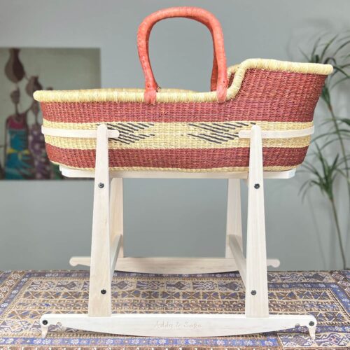 Natural Moses Basket Stand with a basket